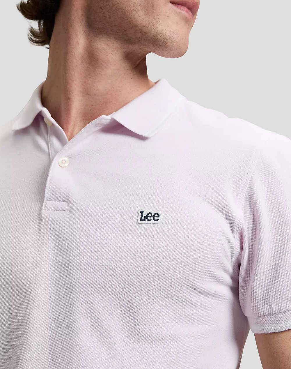 Lee Pique Polo 112376458-Light Icy Pink Lightpink ανδρικά ρούχα μπλούζες Politikos Shop Πολιτικός