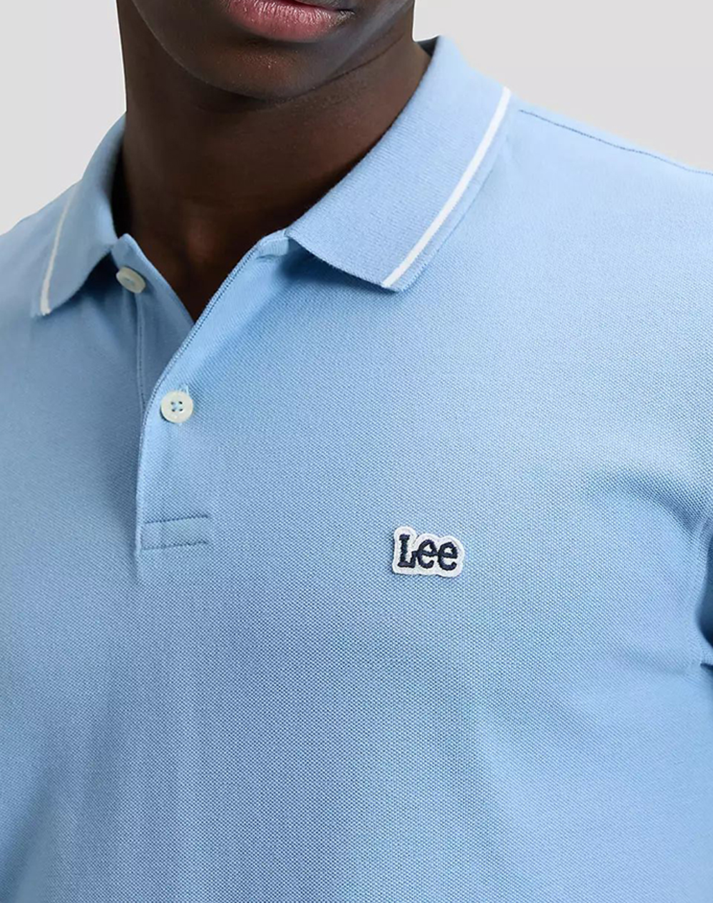 Lee Pique Polo 112376471-Halogen Skyblue ανδρικά ρούχα μπλούζες Politikos Shop Πολιτικός