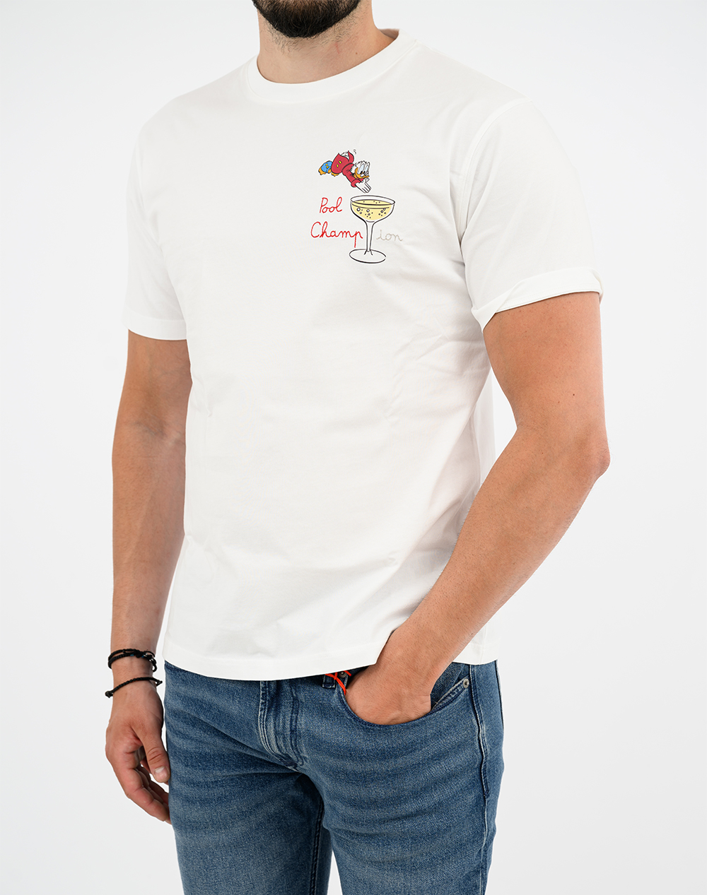 Mc2 Portofino-T-Shirt-Scrooge Champion 01N Emb Pot0001-00755L-00755L White ανδρικά ρούχα μπλούζες T-Shirt Politikos Shop Πολιτικός