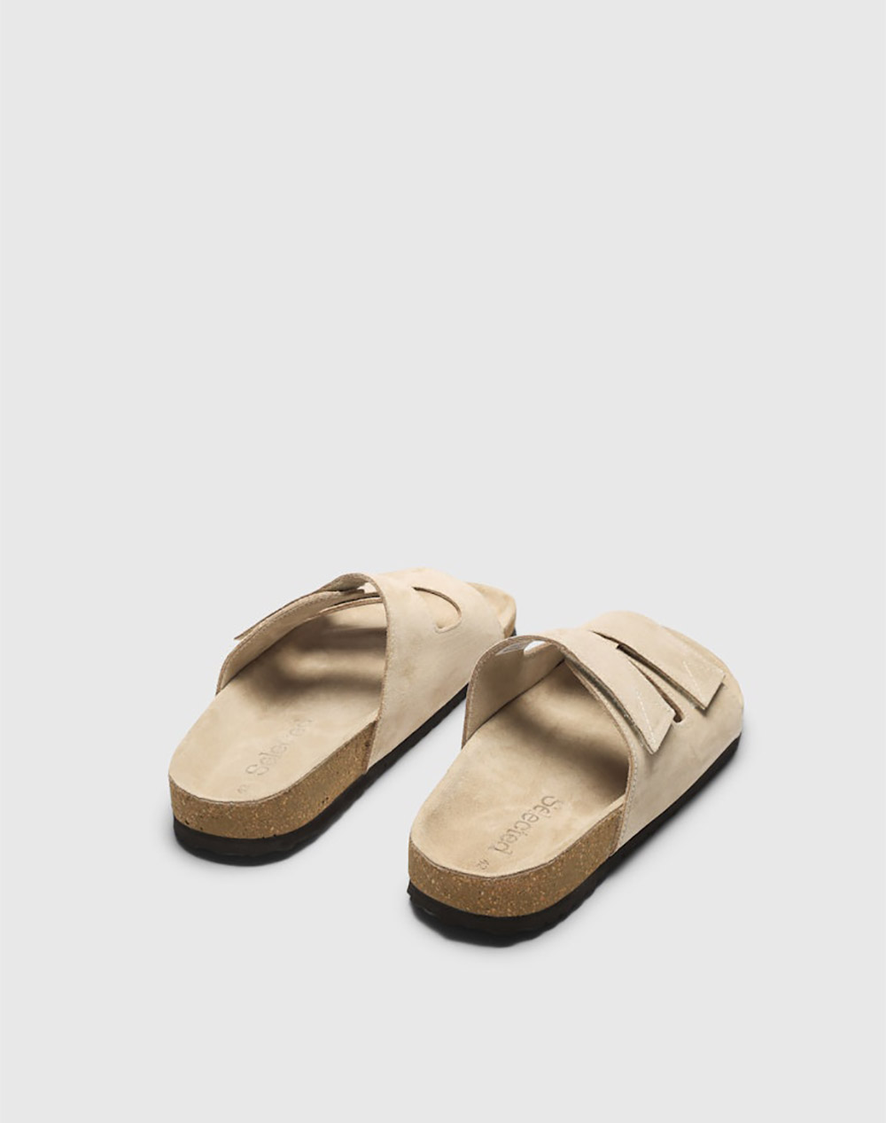 Selected Slmbastian Suede Strap Slider 16088732-Sand Biege ανδρικά παπούτσια Πεδιλα Politikos Shop Πολιτικός