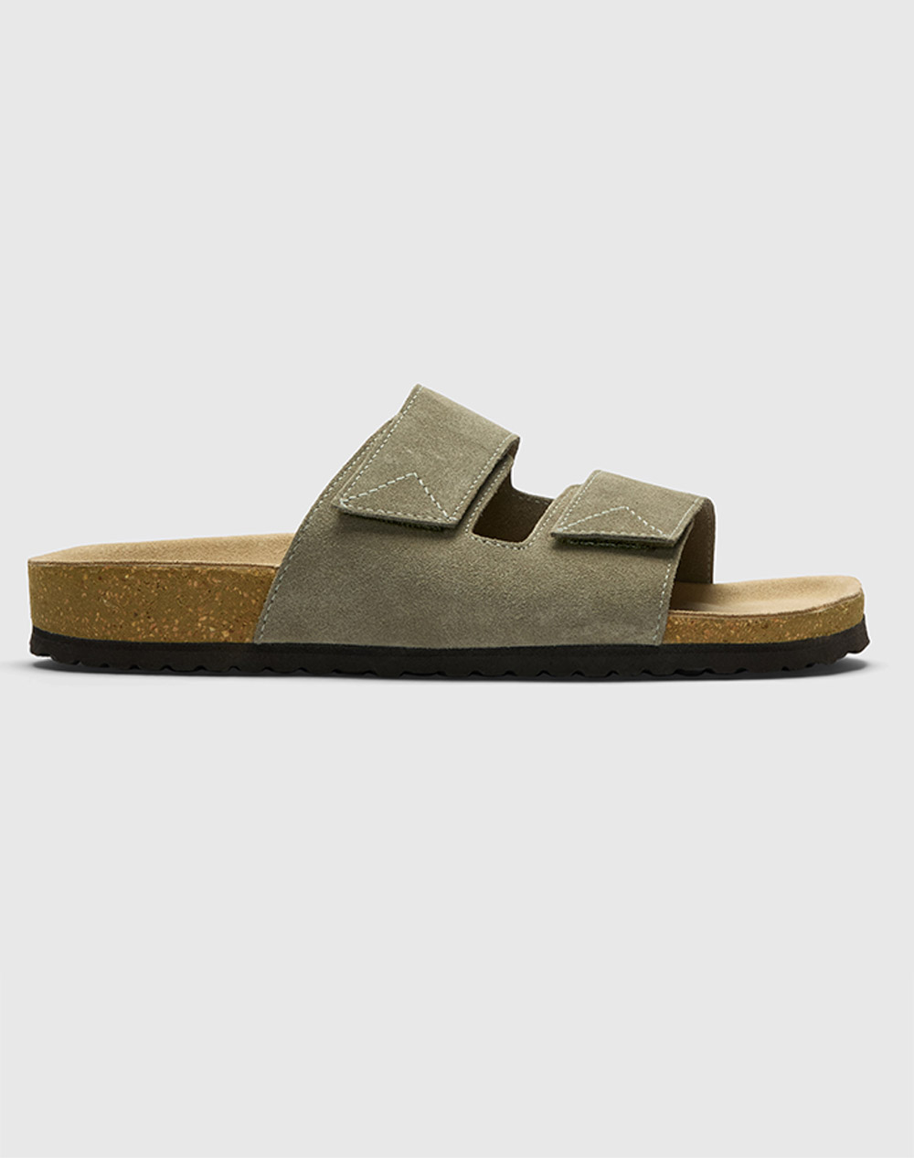 SELECTED SLMBASTIAN SUEDE STRAP SLIDER 16088732-Deep Lichen Green Khaki