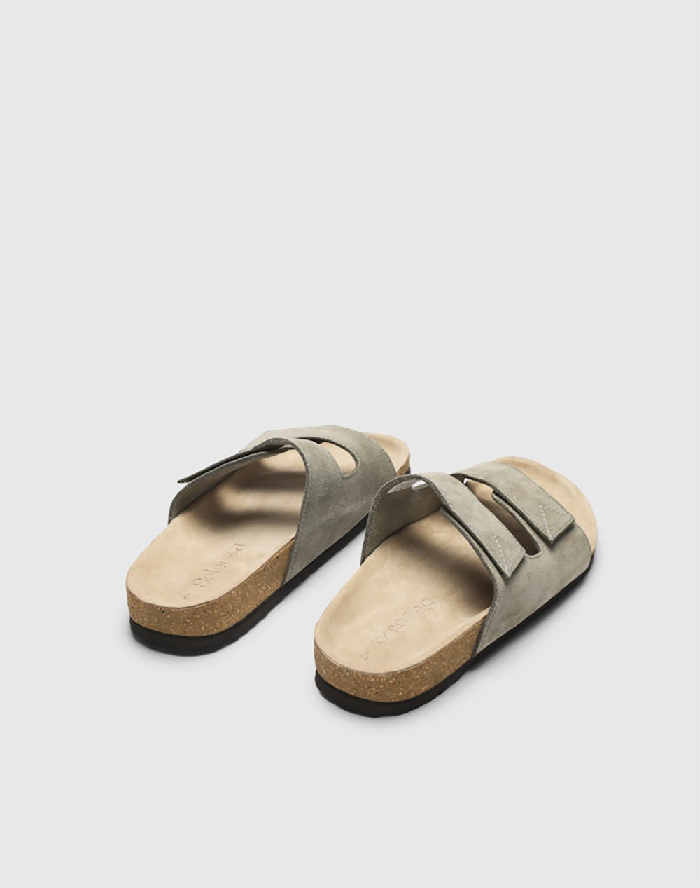 Selected Slmbastian Suede Strap Slider 16088732-Deep Lichen Green Khaki ανδρικά παπούτσια Πεδιλα Politikos Shop Πολιτικός