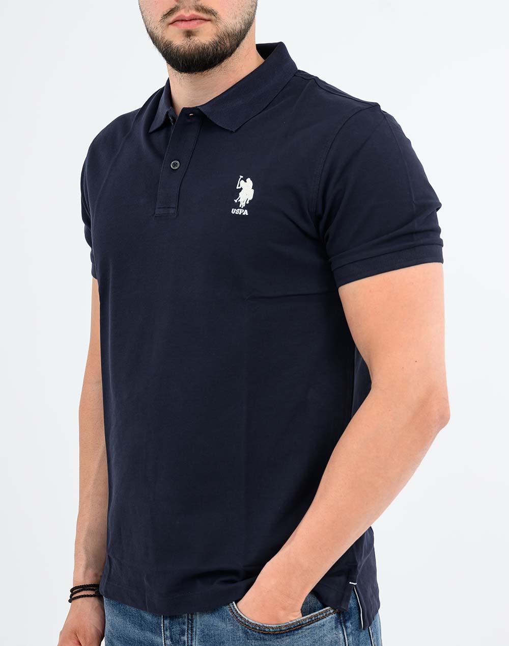 U.S. Polo Assn. Ανδρική Μπλούζα Polo Κοντομάνικη Σκούρο Μπλε Βαμβακερό Ύφασμα