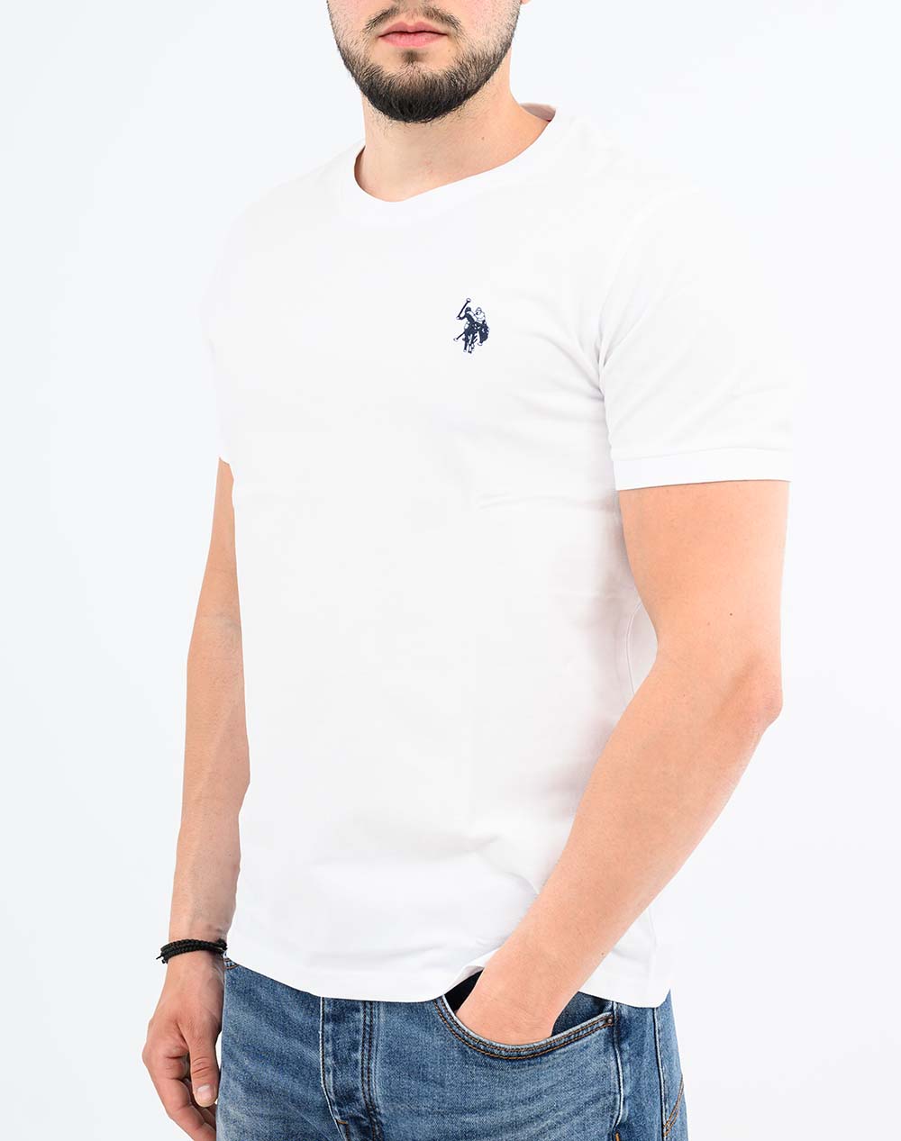 U.S. Polo Assn. Ανδρικό T-Shirt Κοντομάνικο Άσπρο Βαμβακερό Ύφασμα