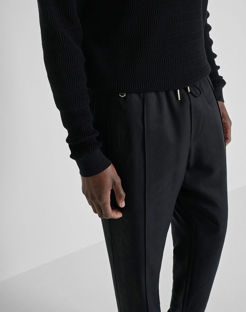 Antony Morato Pre Mmtr00777Fa800205 Trousers Nate Regular Fit In Linen Blend Fabric Παντελόνι Ανδρικό Tr00777800205-9000 Black ανδρικά ρούχα 