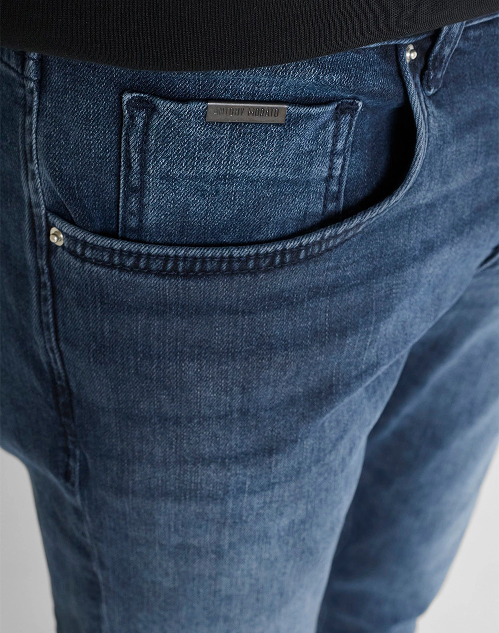 Antony Morato Mmdt00282Fa750637 Min Of 8 Jeans Kurt Comfort Tapered Fit In Iconic Blue Black Denim Παντελόνι Ανδρικό Dt28275637W2222-7010 Denimblue 