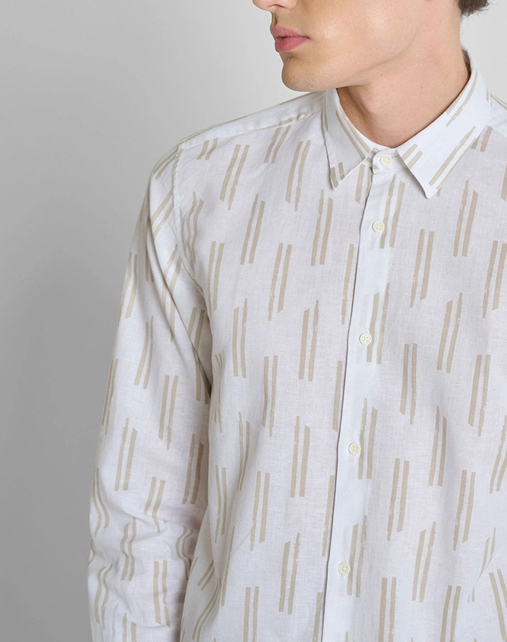 Antony Morato Mmsl00789Fa430661 Min Of 6 Shirt Napoli Regular Fit In Printed Linen Blend Fabric Πουκαμισο Ανδρικό Sl00789Fa430661-2107 Mixed ανδρικά 