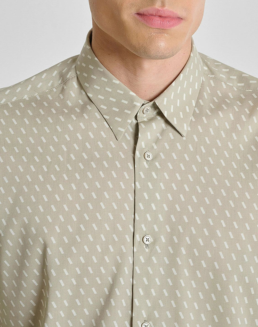 Antony Morato Mmsl00804Fa430662 Min Of 6 Shirt Napoli Regular Fitin Printed Cotton Viscose Blend Fabric With Logoed Metal Badge Πουκαμισο Ανδρικό Sl00