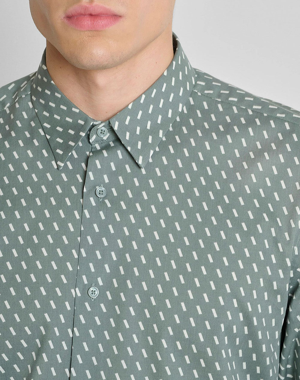 Antony Morato Mmsl00804Fa430662 Min Of 6 Shirt Napoli Regular Fitin Printed Cotton Viscose Blend Fabric With Logoed Metal Badge Πουκαμισο Ανδρικό Sl00