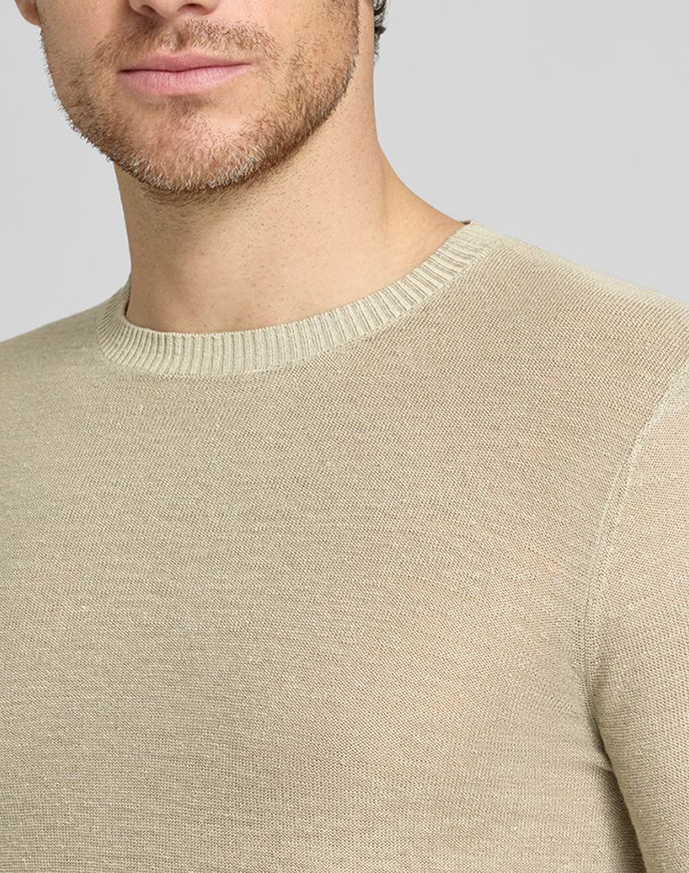 Antony Morato Mmsw01600Ya500067 Min Of 6 Sweater Regular Fit In Linen Blend Soft Yarn Πλεκτο Ανδρικό Sw01600Ya500067-2107 Biege ανδρικά ρούχα μπλούζες