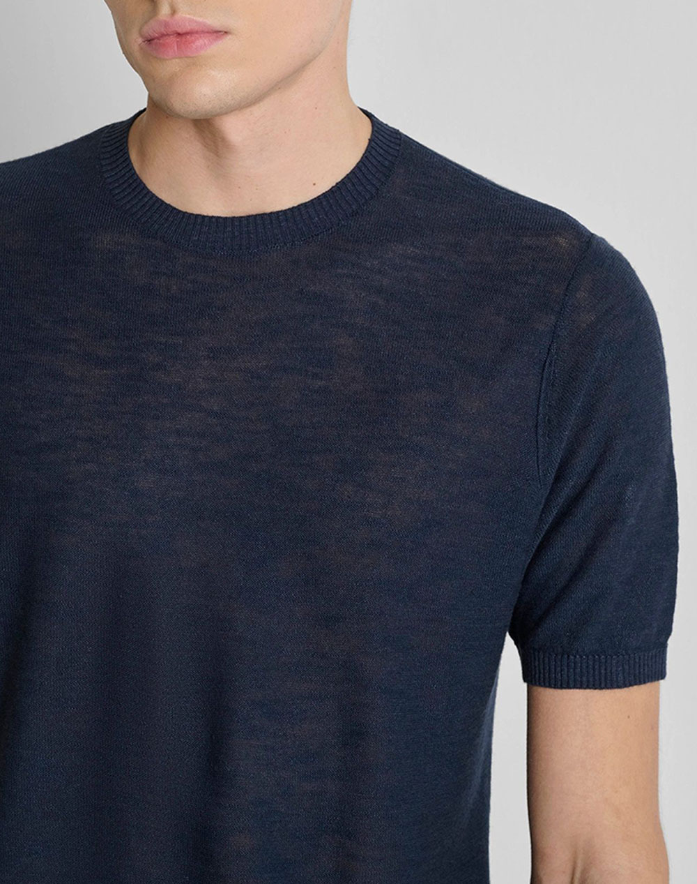 Antony Morato Mmsw01600Ya500067 Min Of 6 Sweater Regular Fit In Linen Blend Soft Yarn Πλεκτο Ανδρικό Sw01600Ya500067-7146 Darkblue ανδρικά ρούχα 