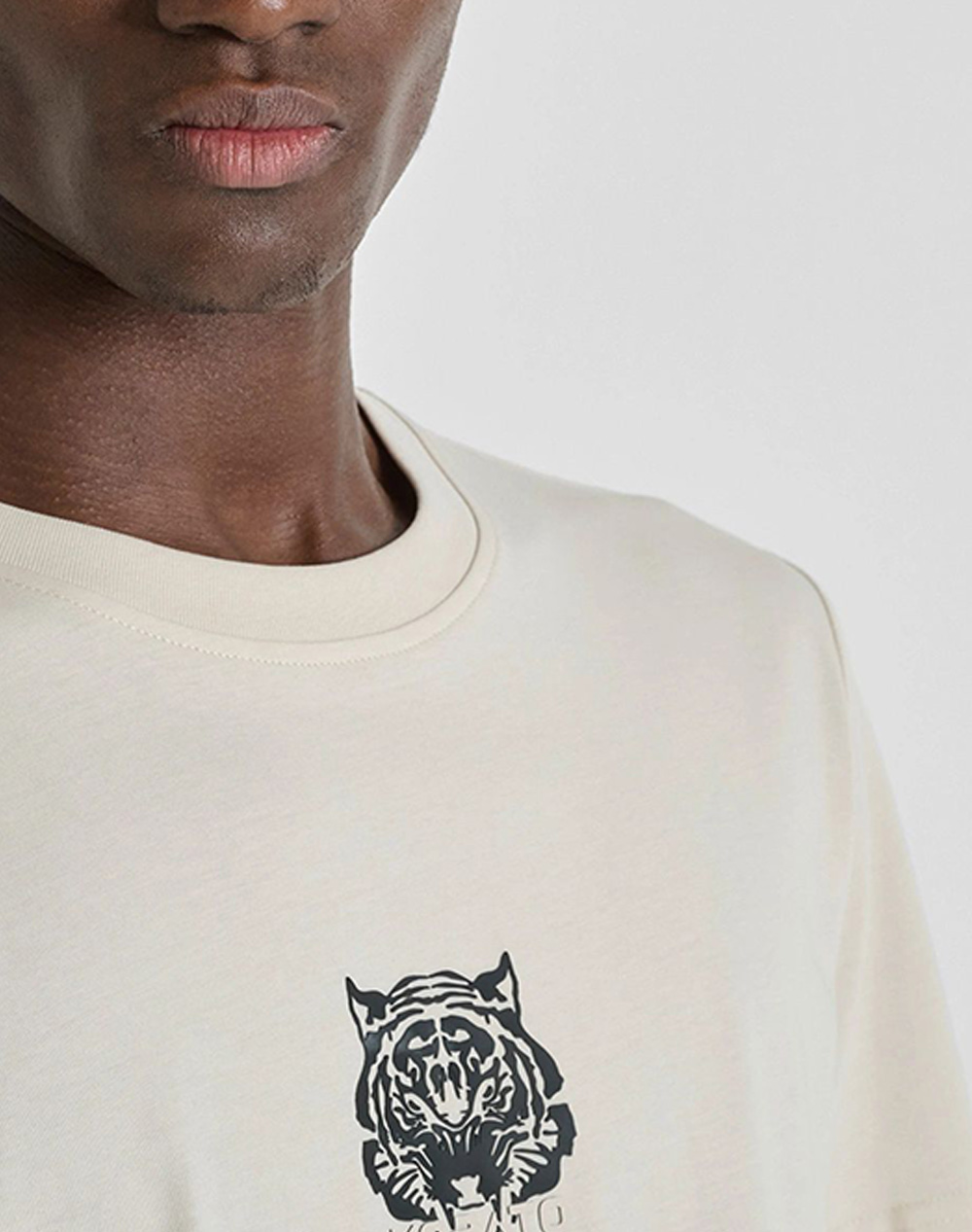 Antony Morato Pre Mmks02608Fa100258 T-Shirt Regular Fit In Jersey Cotton Fabric With Tiger Print Μπλούζα Ανδρικό Ks02608100258-1016 Cream ανδρικά 