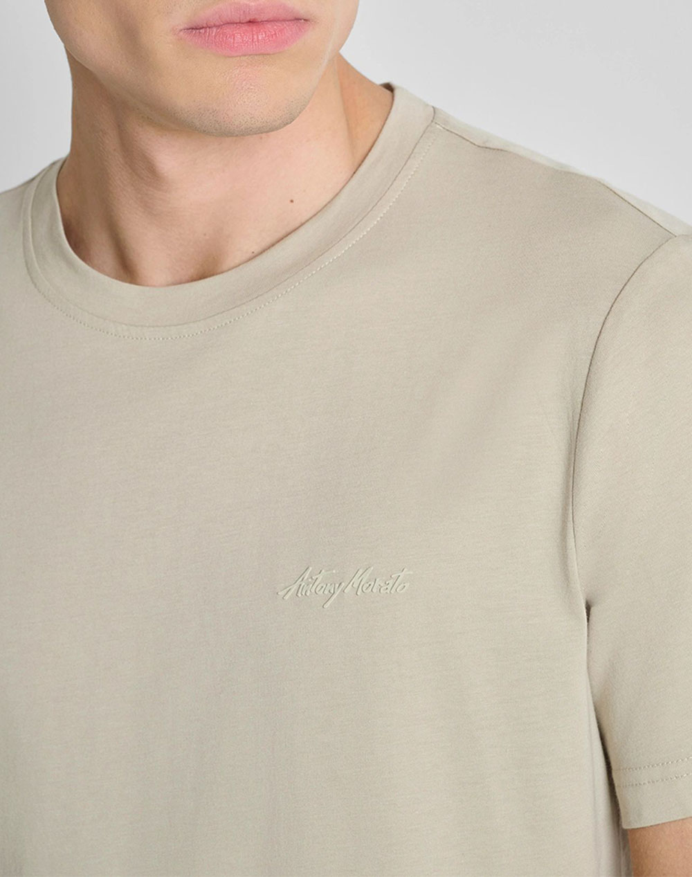 Antony Morato Mmks02662Fa100231 Min Of 6 T-Shirt Regular Fit In Cotton Viscose Blend Fabric With Rubber Injection Logo Print Μπλούζα Ανδρικό Ks02662Fa