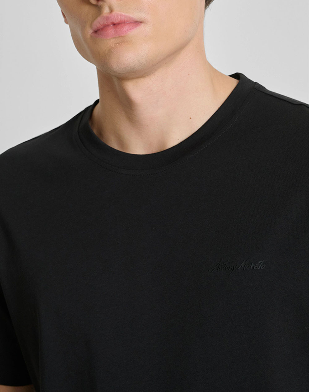 Antony Morato Mmks02662Fa100231 Min Of 6 T-Shirt Regular Fit In Cotton Viscose Blend Fabric With Rubber Injection Logo Print Μπλούζα Ανδρικό Ks02662Fa