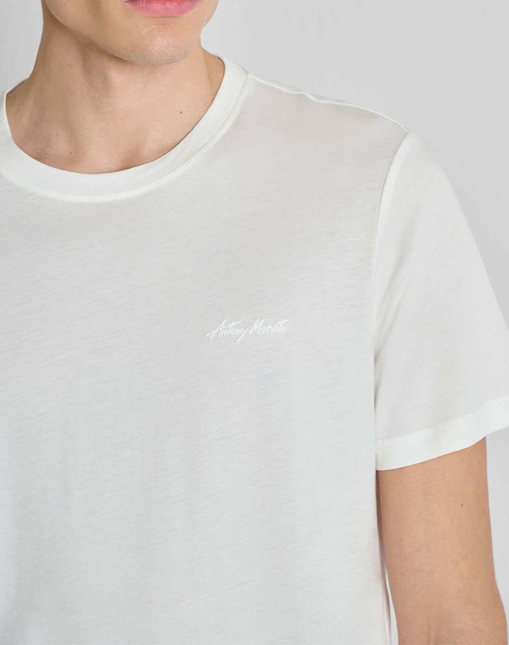 Antony Morato Mmks02662Fa100231 Min Of 6 T-Shirt Regular Fit In Cotton Viscose Blend Fabric With Rubber Injection Logo Print Μπλούζα Ανδρικό Ks02662Fa
