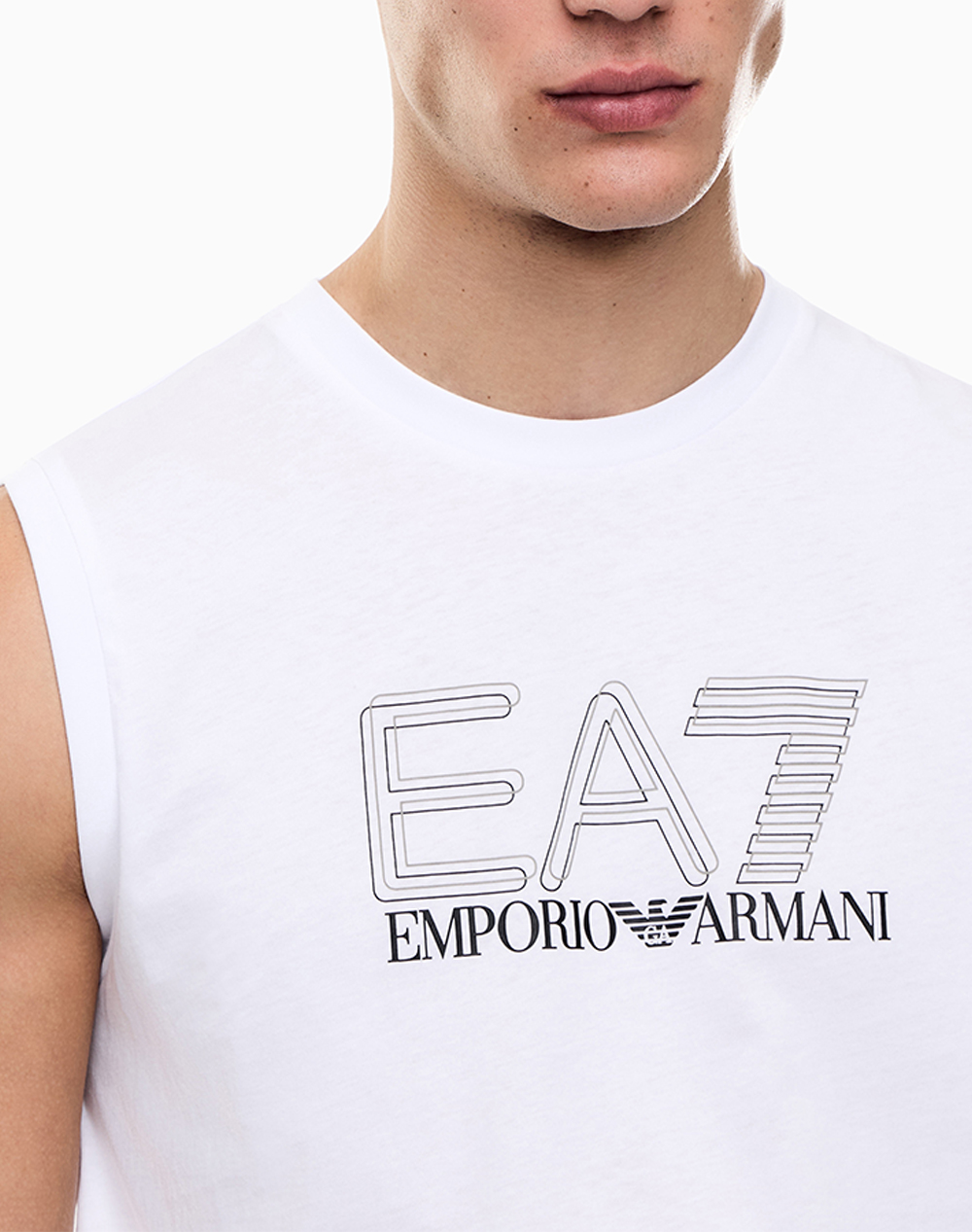 Ea7 Tank 7M001306Af10375-U0002 White ανδρικά ρούχα μπλούζες T-Shirt Politikos Shop Πολιτικός