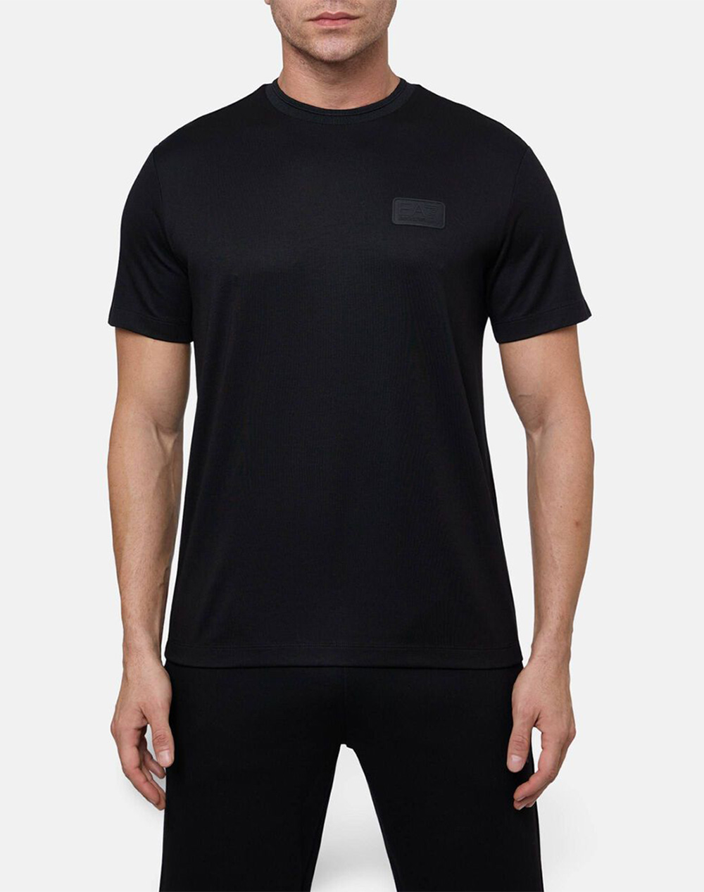 Ea7 Ανδρικό T-Shirt Κοντομάνικο Μαύρο Μοντάλ Πολυεστέρας