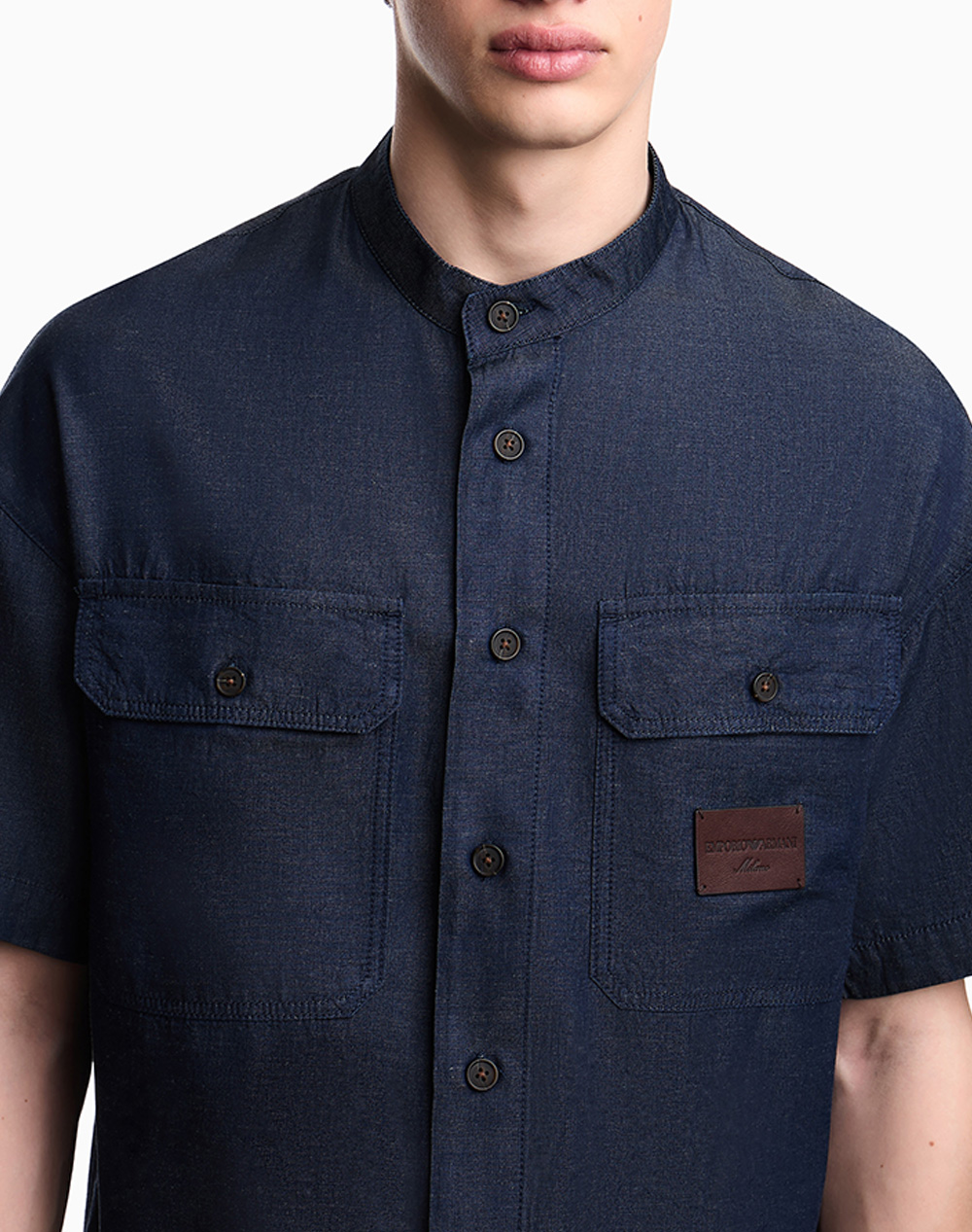 Emporio Armani Shirt Em005823Af25156-Mb001 Denimdarkblue ανδρικά ρούχα πουκάμισα Politikos Shop Πολιτικός