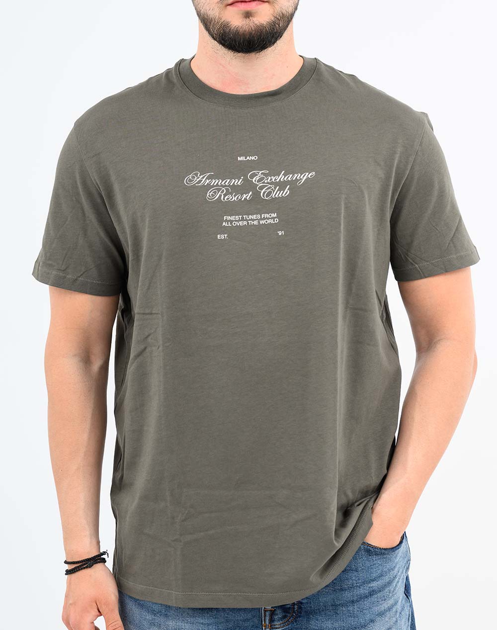 Armani Exchange T-Shirt Xm002525Af10334-U8144 Khaki ανδρικά ρούχα μπλούζες Politikos Shop Πολιτικός
