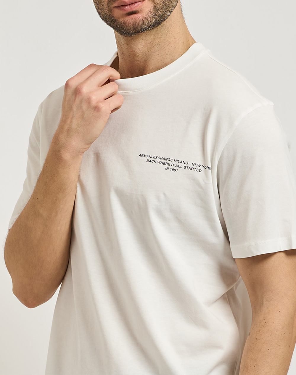 Armani Exchange T-Shirt Xm002523Af10334-U0009 Offwhite ανδρικά ρούχα μπλούζες Politikos Shop Πολιτικός