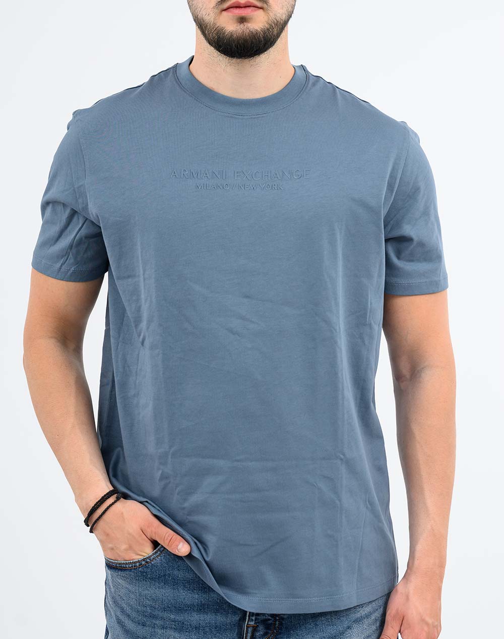 Armani Exchange T-Shirt Xm001280Af10361-U9302 Steelblue ανδρικά ρούχα μπλούζες Politikos Shop Πολιτικός