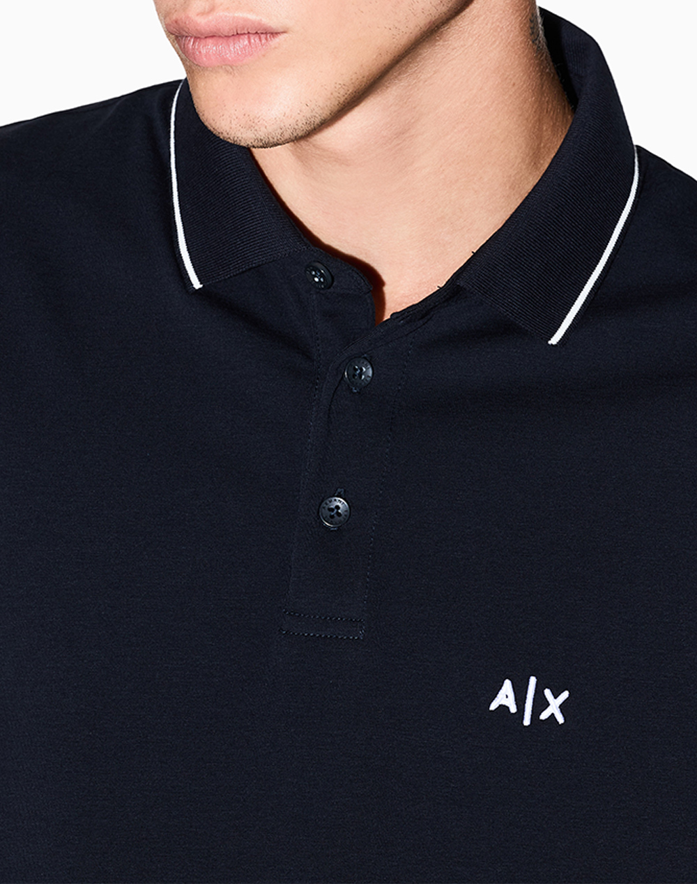 Armani Exchange Polo Shirt Xm001289Af10363-Ub101 Navyblue ανδρικά ρούχα μπλούζες Politikos Shop Πολιτικός