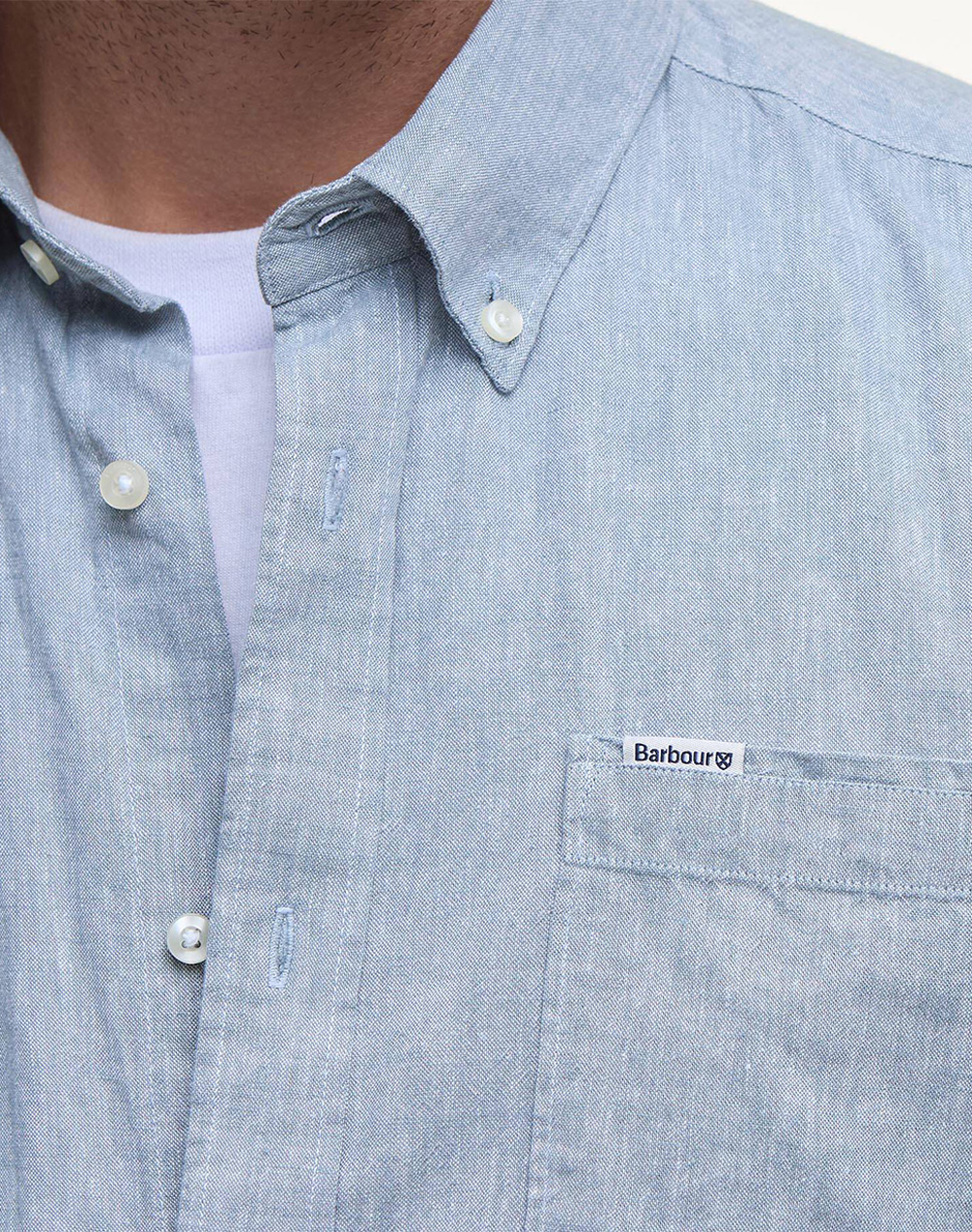 Barbour Πουκαμισο Msh5090-Brbu23 Lightblue ανδρικά ρούχα πουκάμισα Politikos Shop Πολιτικός