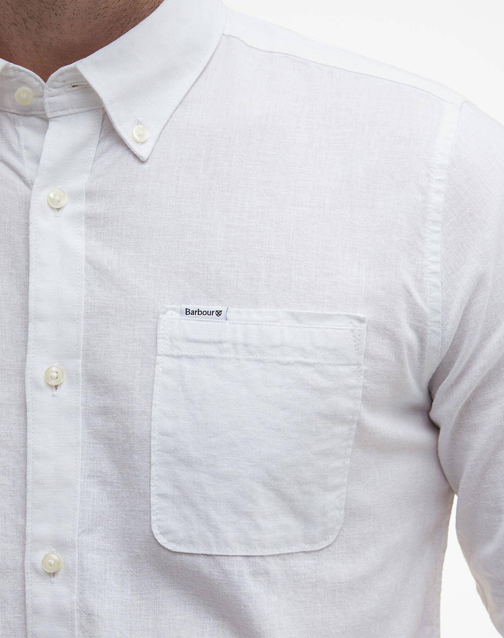 Barbour Πουκαμισο Msh5090-Brwh11 White ανδρικά ρούχα πουκάμισα Politikos Shop Πολιτικός