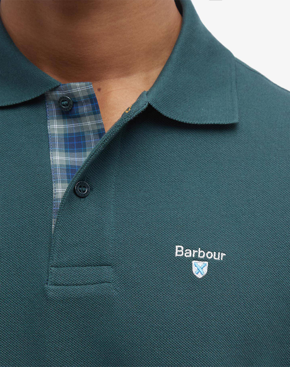 Barbour Μπλούζα Polo Mml0012-Brgn89 Petrol ανδρικά ρούχα μπλούζες Politikos Shop Πολιτικός