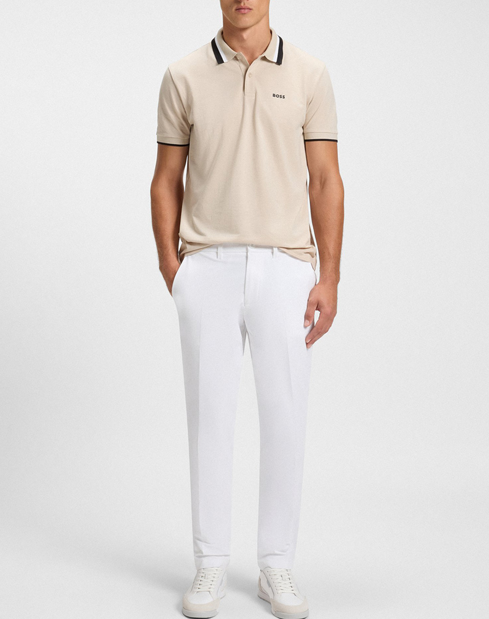 Boss T Commuter-Slim 10268853 01 50534303-100-100 White ανδρικά ρούχα παντελόνια Chinos Politikos Shop Πολιτικός