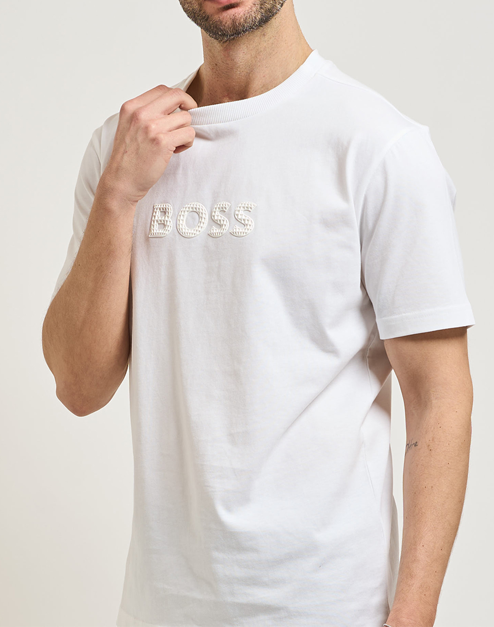 Boss Ts Terrace Logo 10274735 01 50559361-100 White ανδρικά ρούχα μπλούζες T-Shirt Politikos Shop Πολιτικός