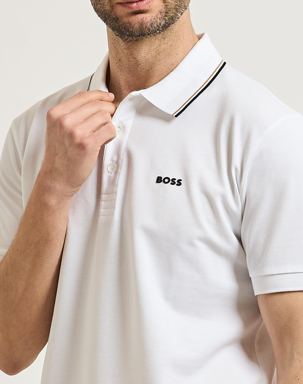 Boss Pl Goc Birdie Paule 10272836 01 50559365-100 White ανδρικά ρούχα μπλούζες Polo Politikos Shop Πολιτικός