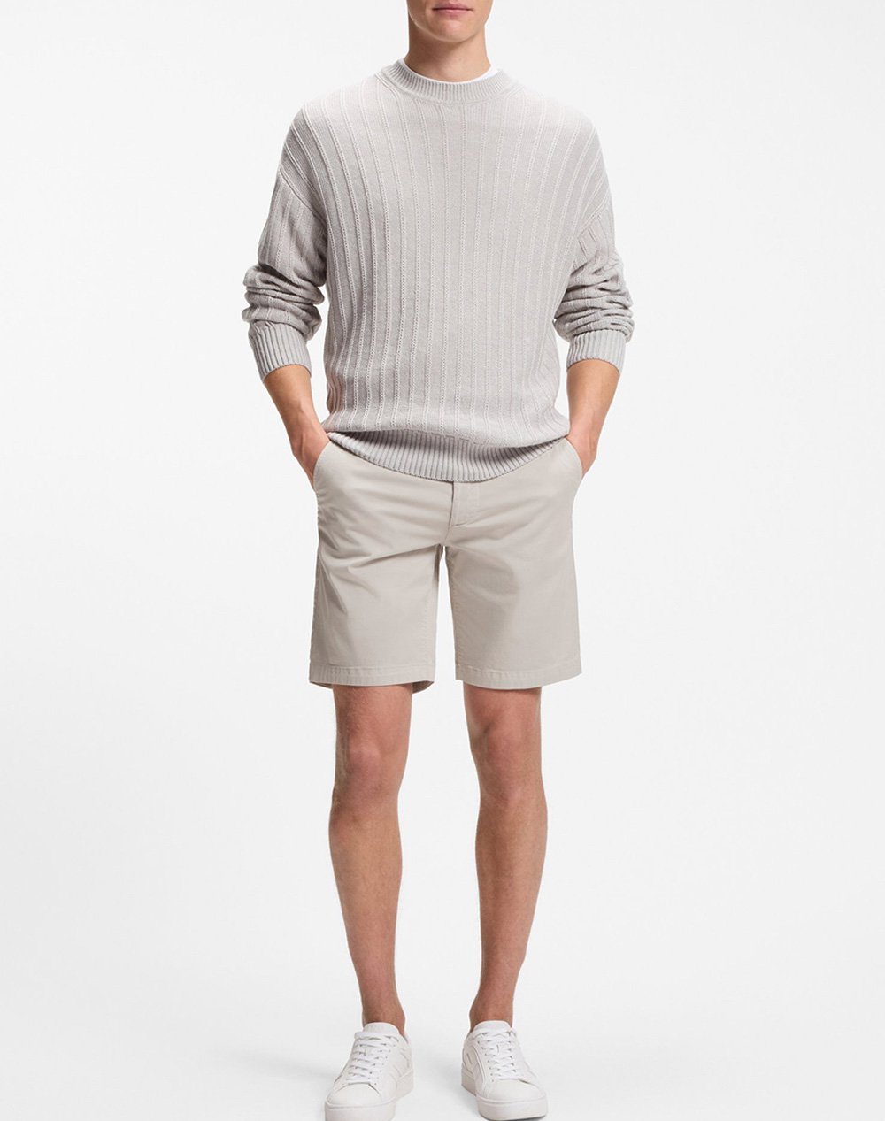 Boss Chino-Slim-Shorts 10270650 01 50536723-070 Lightgray ανδρικά ρούχα Σορτς Βερμουδες Chinos Politikos Shop Πολιτικός