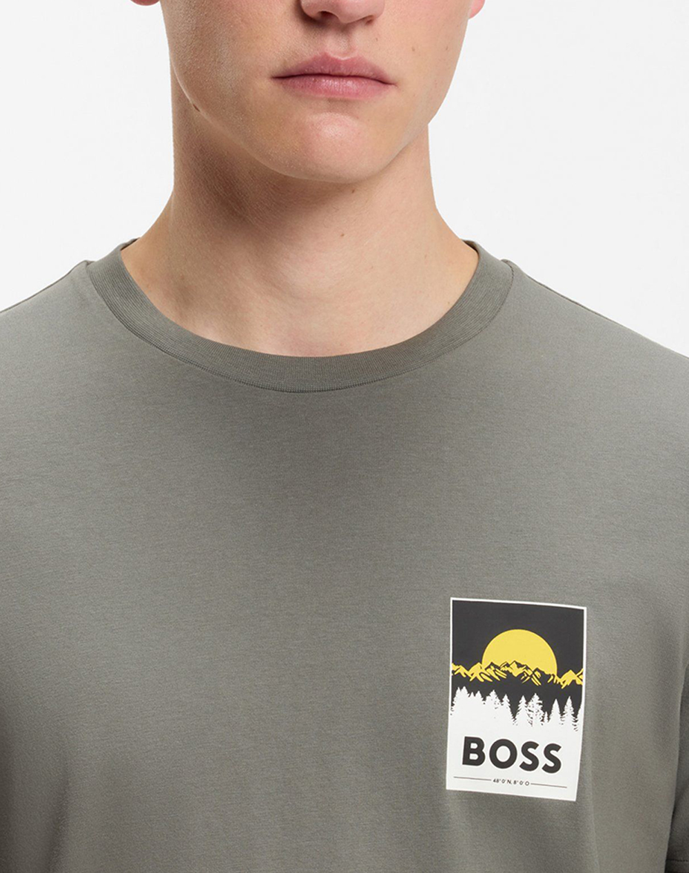 Boss Te Plain 10276582 01 50556023-076 Gray ανδρικά ρούχα μπλούζες T-Shirt Politikos Shop Πολιτικός