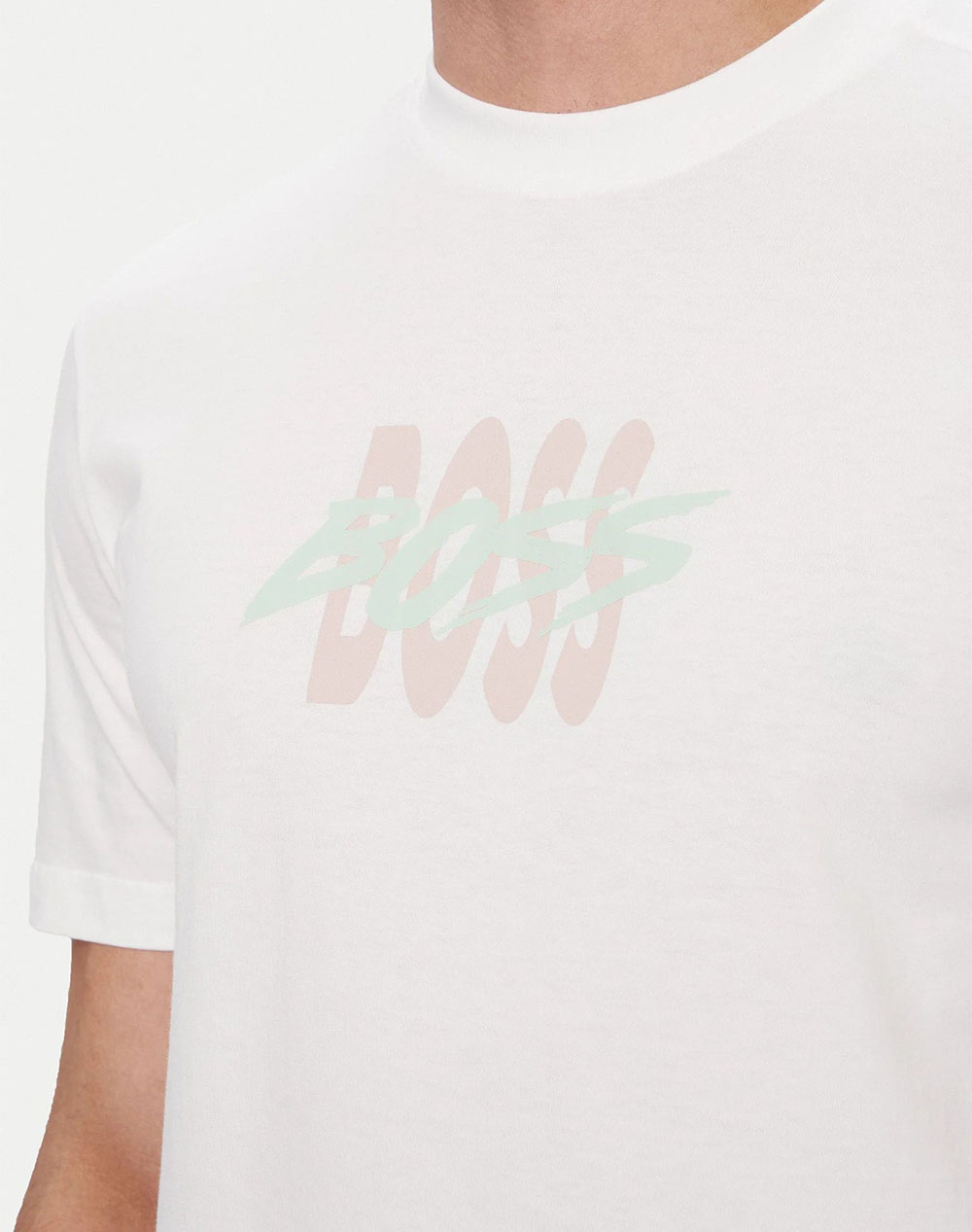 Boss Te Bass 10277382 01 50561850-100 White ανδρικά ρούχα μπλούζες T-Shirt Politikos Shop Πολιτικός