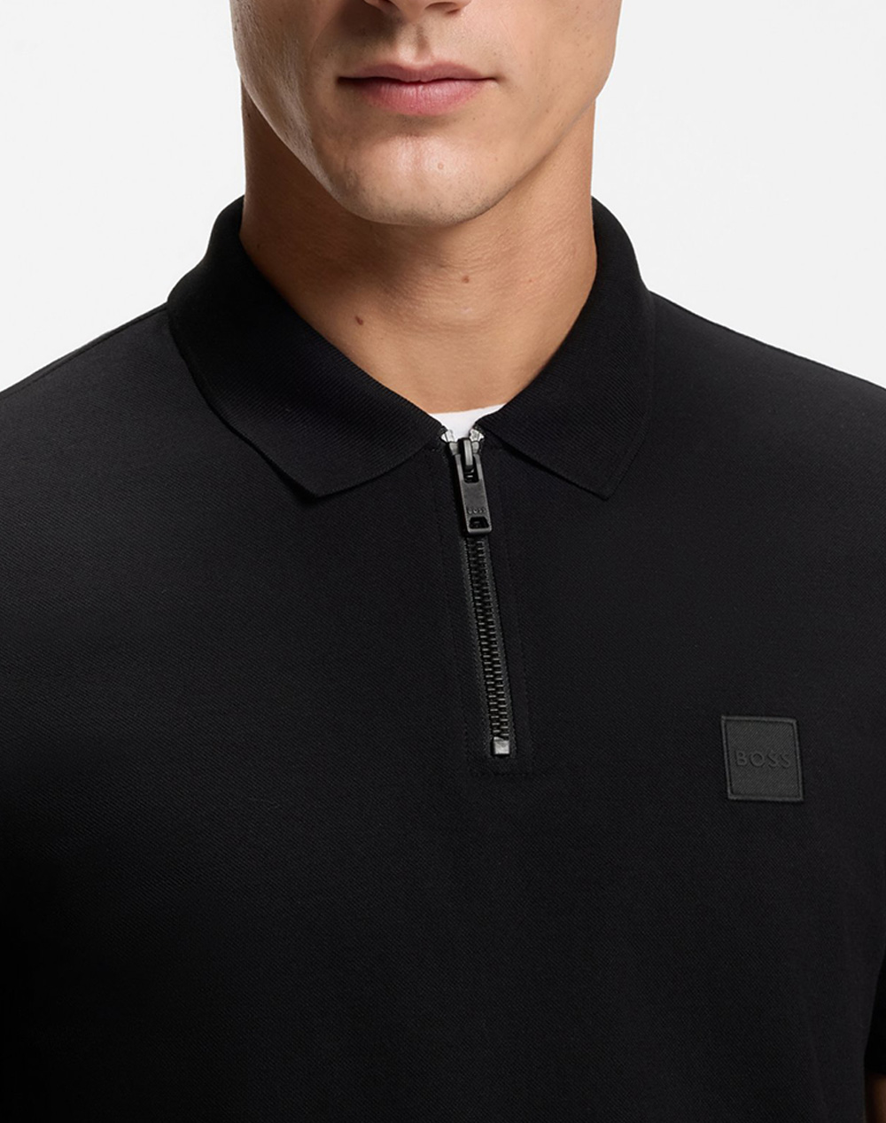 Boss Passerzip 10256683 01 50537507-001 Black ανδρικά ρούχα μπλούζες Polo Politikos Shop Πολιτικός