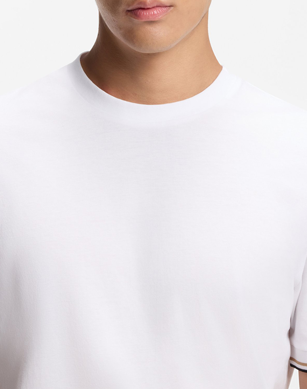 Boss Thompson 04 10236129 01 50501097-100 White ανδρικά ρούχα μπλούζες T-Shirt Politikos Shop Πολιτικός
