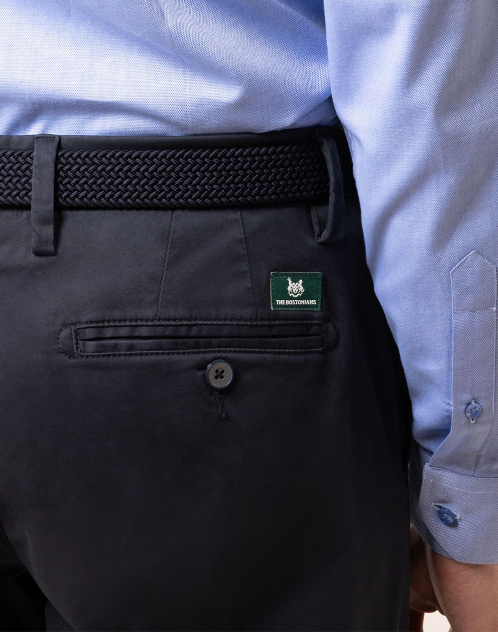 The Bostonians Παντελόνι Chinos Καπαρτινα Satin Regular 3Cn1452T863-Navy Navyblue ανδρικά ρούχα παντελόνια Politikos Shop Πολιτικός