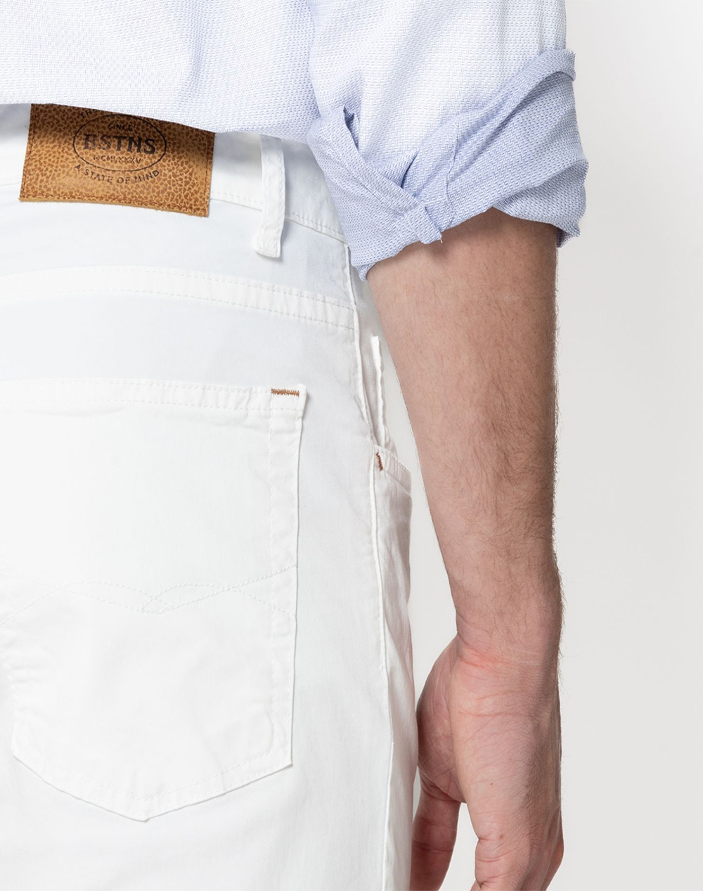 The Bostonians Παντελόνι 5Pocket Regular Fit 3Cj0362026-White White ανδρικά ρούχα παντελόνια Jeans Politikos Shop Πολιτικός