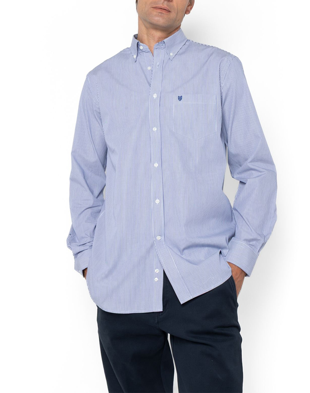 THE BOSTONIANS ΠΟΥΚΑΜΙΣΟ ACORN ΠΟΠΛΙΝΑ REGULAR FIT Stripe POPLIN Button-down Regular Fit 3AAS4444-SAX SkyBlue