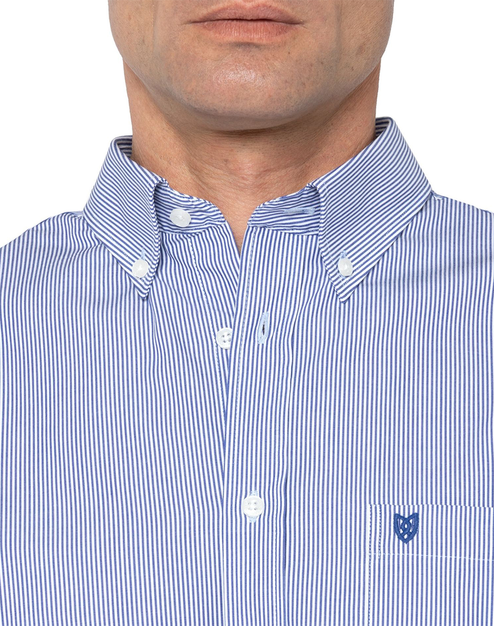 The Bostonians Πουκαμισο Acorn Ποπλινα Regular Fit Stripe Poplin Button-Down 3Aas4444-Sax Skyblue ανδρικά ρούχα πουκάμισα Politikos Shop Πολιτικός