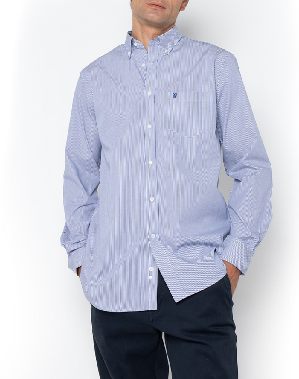 THE BOSTONIANS ΠΟΥΚΑΜΙΣΟ ACORN ΠΟΠΛΙΝΑ REGULAR FIT Stripe POPLIN Button-down Regular Fit 3AAS4444X-SAX SkyBlue