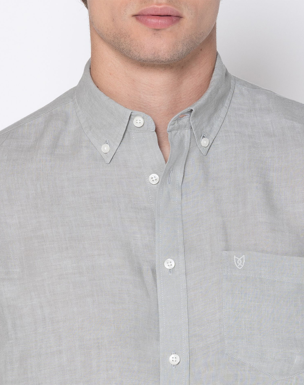 The Bostonians Πουκαμισο Λινο Regular Fit Plain Linen Button-Down 3Aap2412-Light Lightgray ανδρικά ρούχα πουκάμισα Politikos Shop Πολιτικός