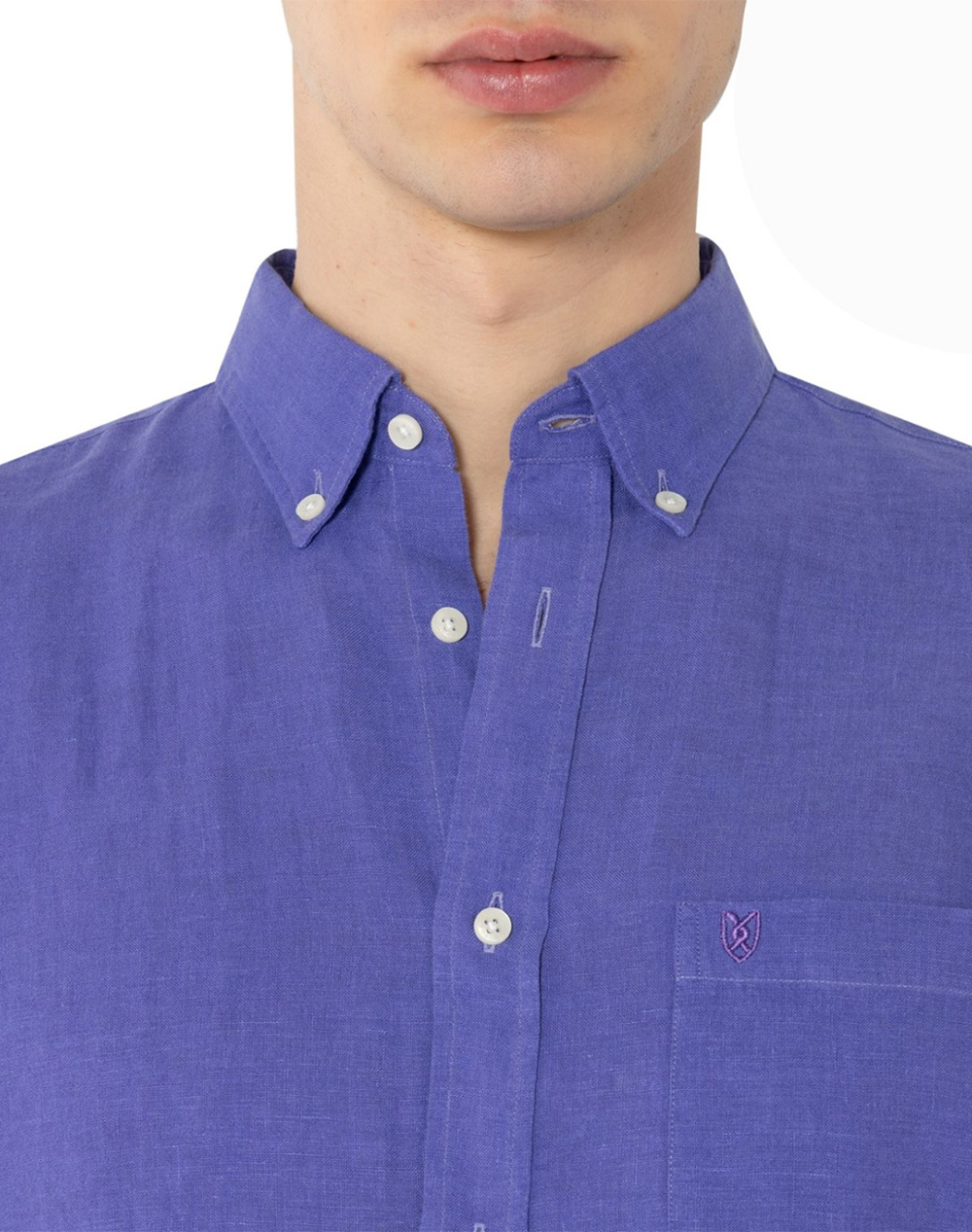 The Bostonians Πουκαμισο Λινο Regular Fit Plain Linen Button-Down 3Aap2412-Mauve Purple ανδρικά ρούχα πουκάμισα Politikos Shop Πολιτικός
