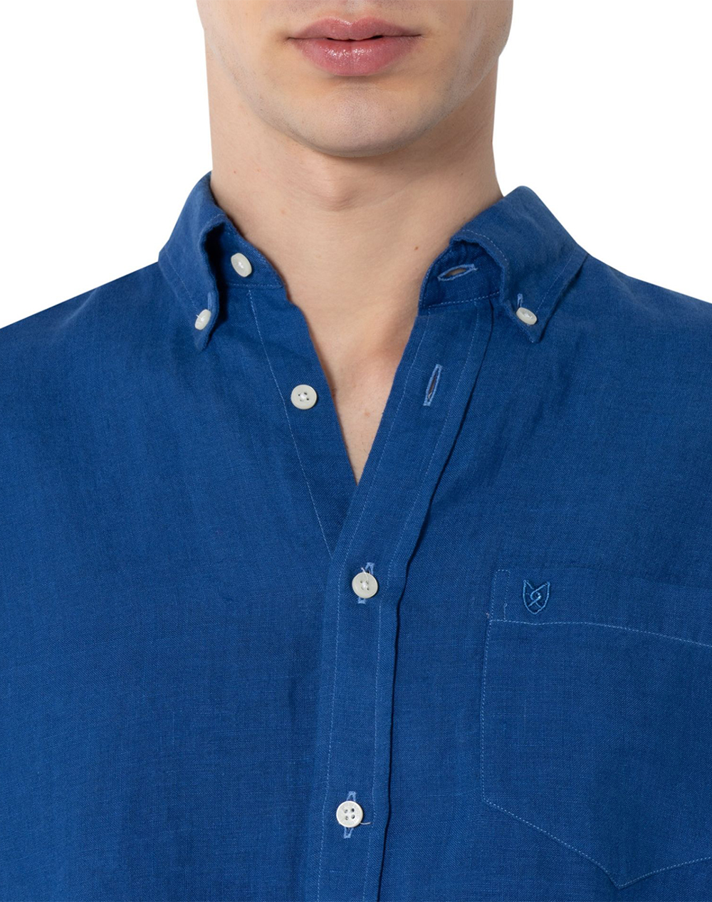 The Bostonians Πουκαμισο Λινο Regular Fit Plain Linen Button-Down 3Aap2412-Royal Royalblue ανδρικά ρούχα πουκάμισα Politikos Shop Πολιτικός
