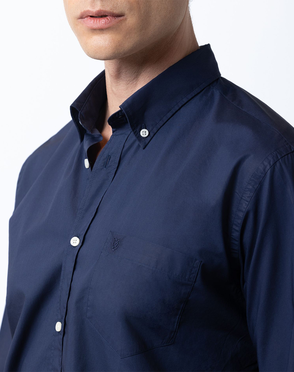 The Bostonians Πουκαμισο Ποπλινα Regular Fit Plain Poplin Button-Down 3Aap2062-Navy Navyblue ανδρικά ρούχα πουκάμισα Politikos Shop Πολιτικός
