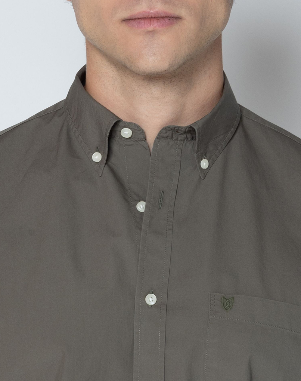 The Bostonians Πουκαμισο Ποπλινα Regular Fit Plain Poplin Button-Down 3Aap2062-Olive Olive ανδρικά ρούχα πουκάμισα Politikos Shop Πολιτικός