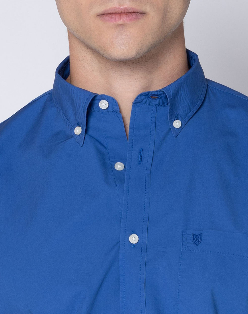 The Bostonians Πουκαμισο Ποπλινα Regular Fit Plain Poplin Button-Down 3Aap2062-Royal Royalblue ανδρικά ρούχα πουκάμισα Politikos Shop Πολιτικός