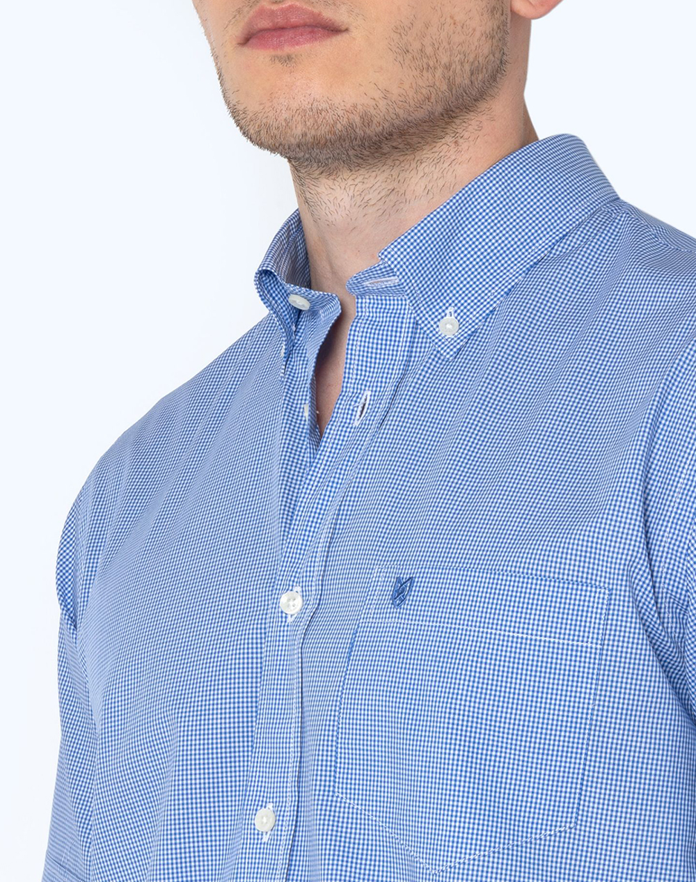 The Bostonians Πουκαμισο Chester Ποπλινα Regular Fit Minicheck Poplin Button-Down 3Bac7021-Light Lightblue ανδρικά ρούχα πουκάμισα Politikos Shop 