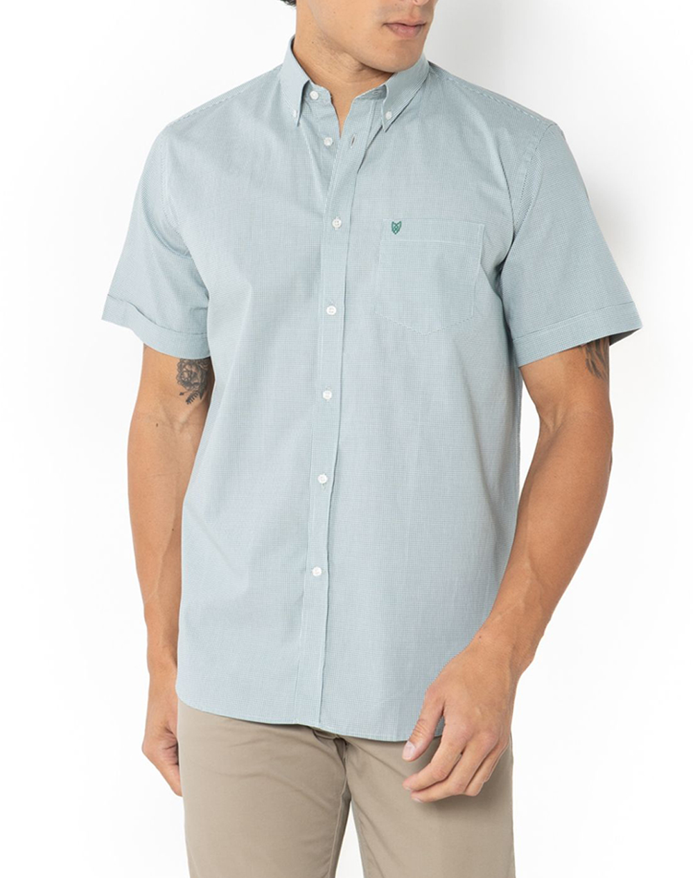 THE BOSTONIANS ΠΟΥΚΑΜΙΣΟ CHESTER ΠΟΠΛΙΝΑ REGULAR FIT MiniCheck POPLIN Button-down Regular Fit 3BAC7021-OLIVE Olive